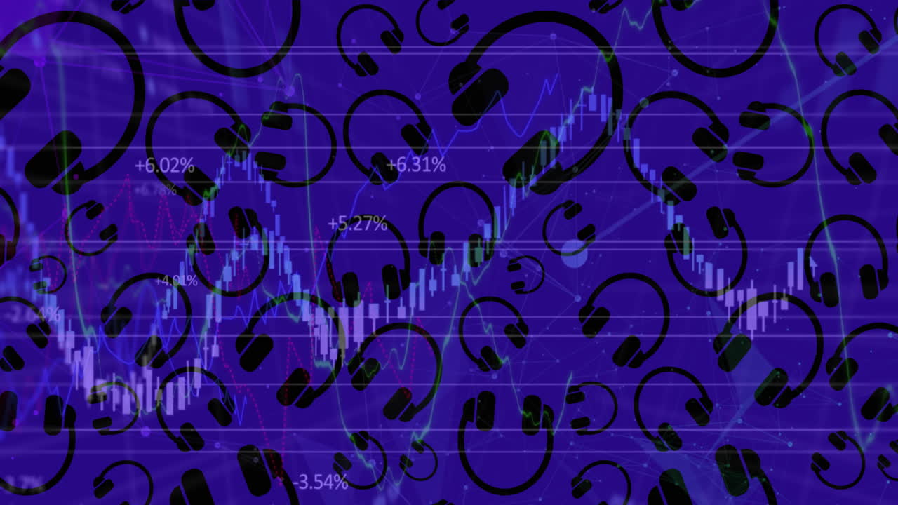 animación de la red de conexiones con iconos sobre fondo azul