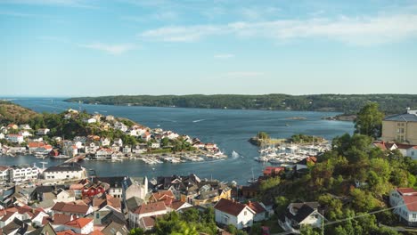 time lapse in kragero showing the boating activity along the marina