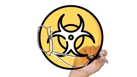 icono de riesgo biológico dibujado a mano cubierto por máscara facial
