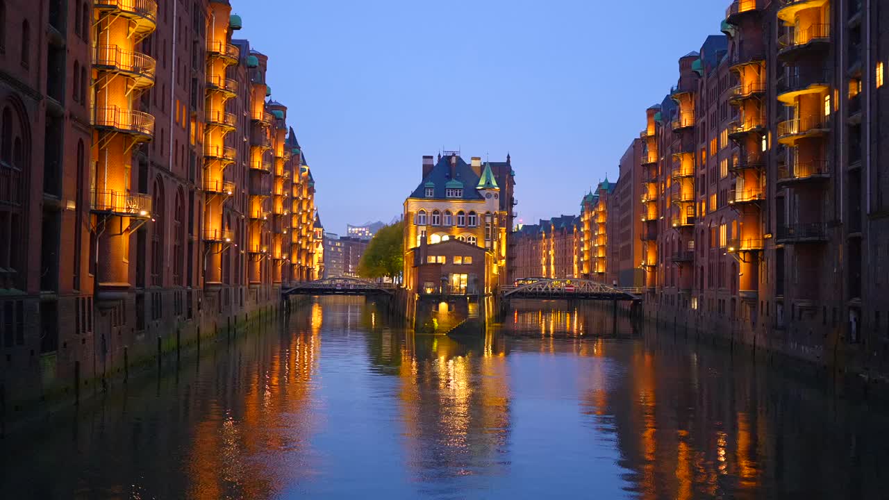 Speicherstadt in Hamburg at Night