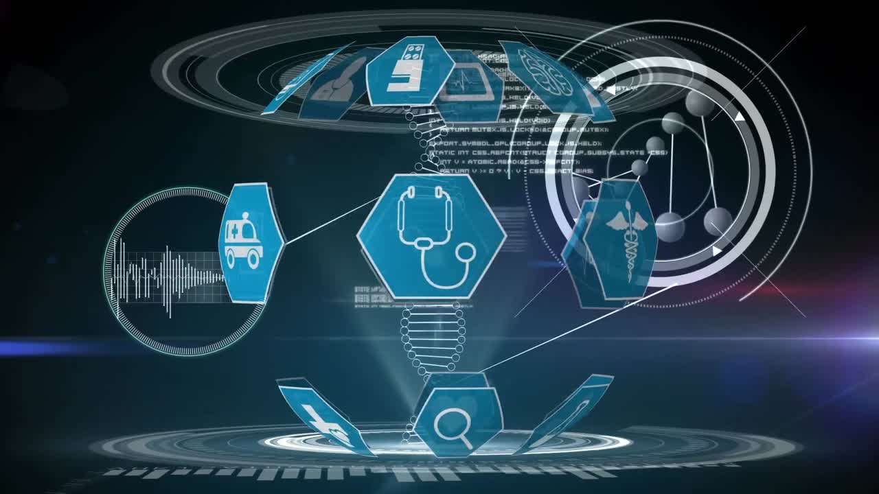 의료 아이콘과 dna 이중 나선