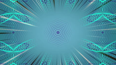 kaleidoscopic shapes moving hypnotically on blue background