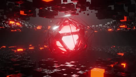 rotating glowing object with purple color moving around. 3d animation loop