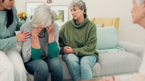 Sympathy,-grief-and-elderly-woman-with-family