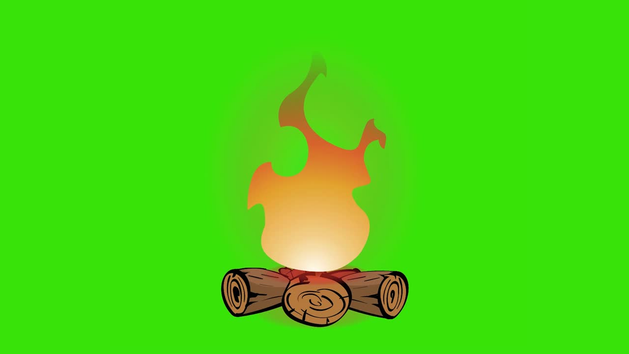 Cartoon Bonfire flame animation on green screen. | Premium Stock Video ...