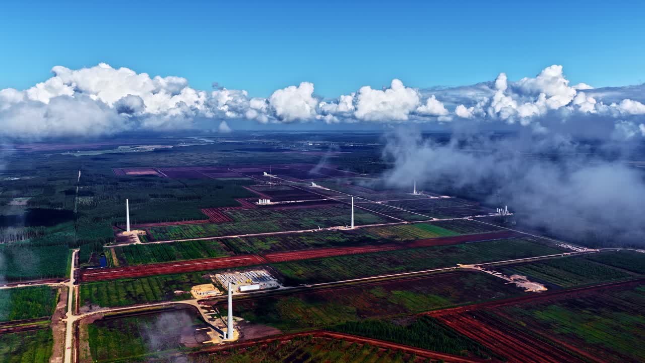 Aerial View of a Wind Farm Landscape