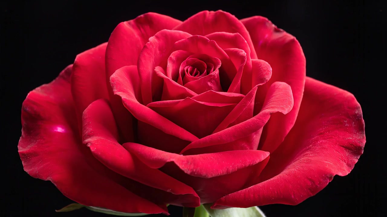 Rosa roja vibrante aislada sobre un fondo negro