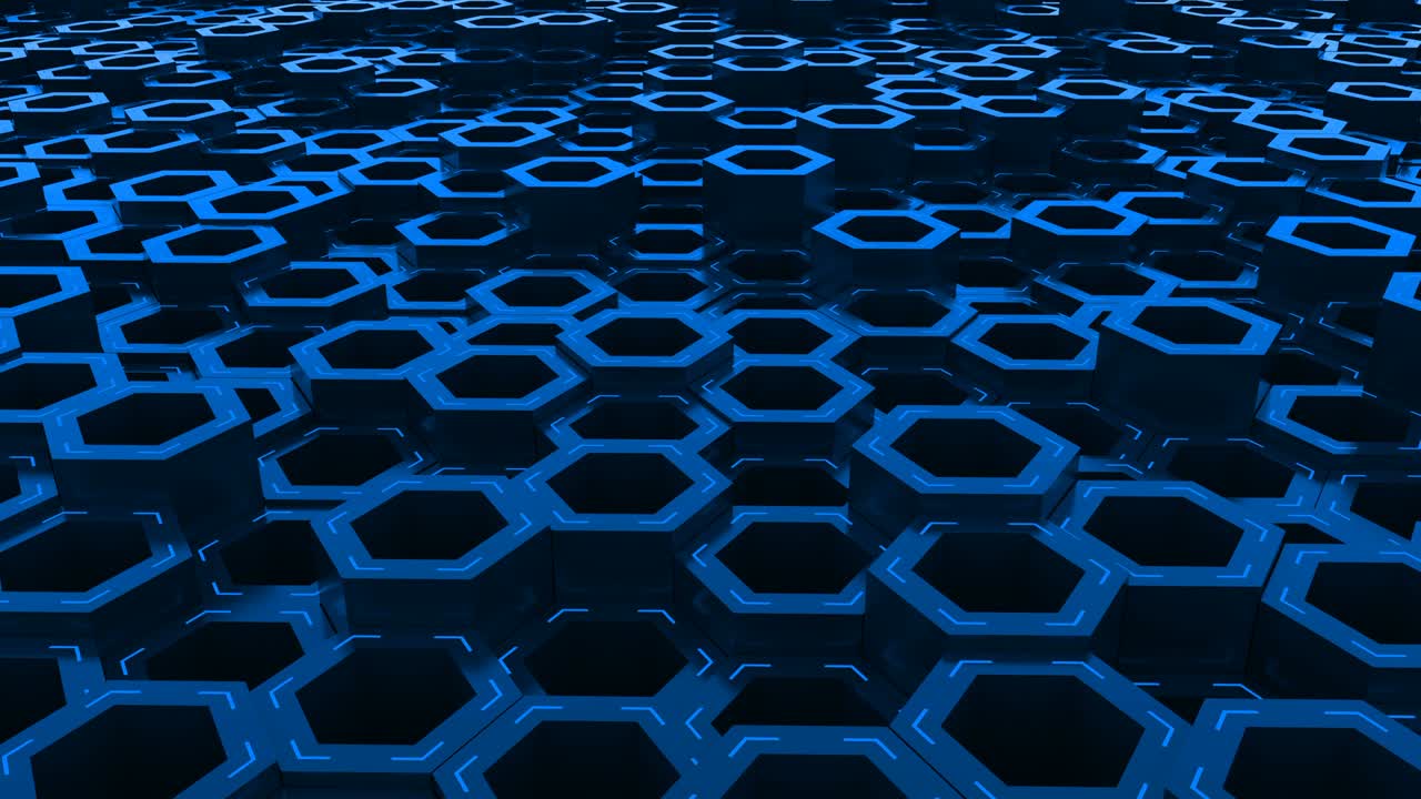 fondo hexagonal en bucle futurista de 4k azul