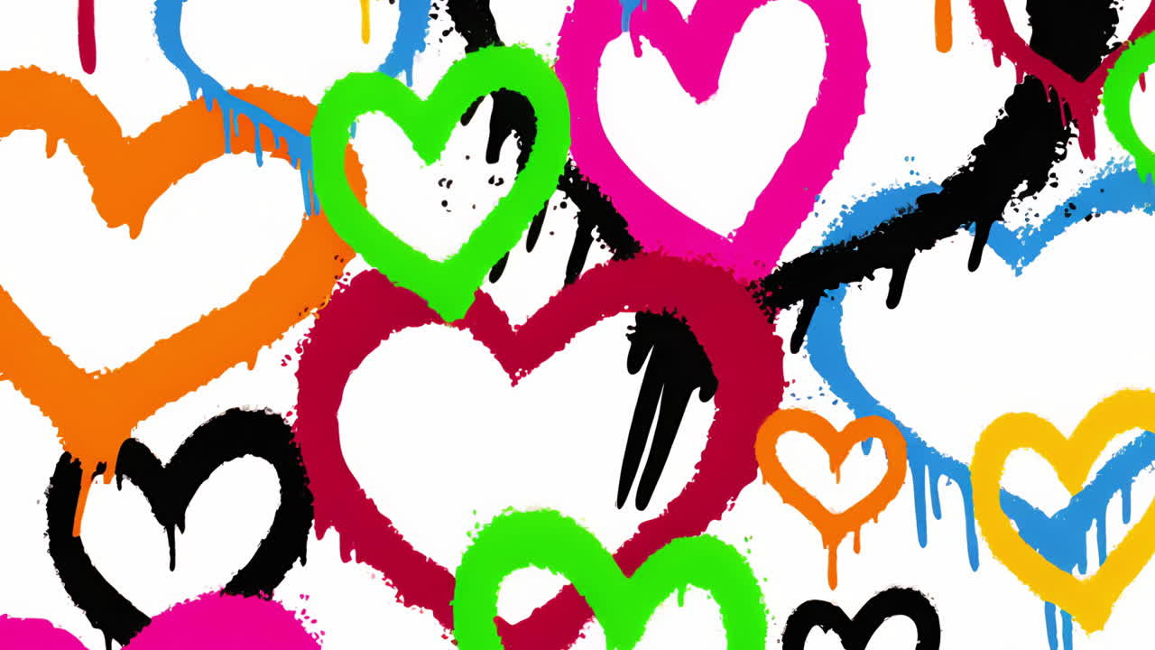 Vibrant Graffiti Hearts Pattern