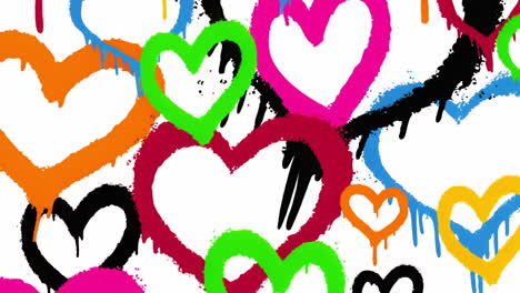 vibrant graffiti hearts pattern