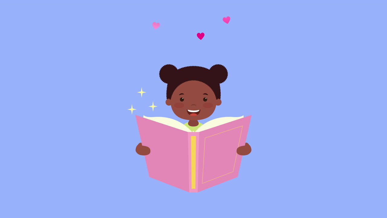 niña afro leyendo un personaje de libro