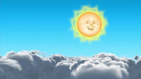 3d cartoon sun and moon in clouds, 4k. seamless loop.