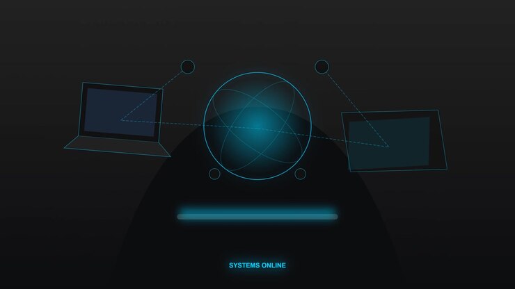 Digital Network Connection Interface with Global Data Transfer Animation