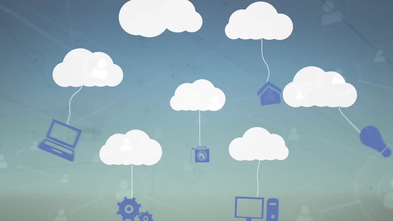 파란색 배경으로 연결 네트워크의 애니메이션