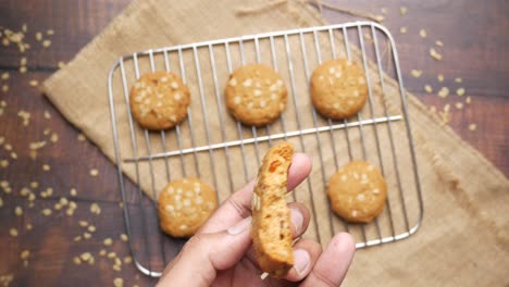 oatmeal cookies cooling on wire rack