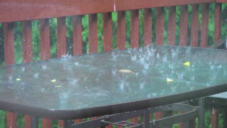 Hard-Rain-Hitting-Outdoor-Patio-Table---Downpour-Stormy-Weather