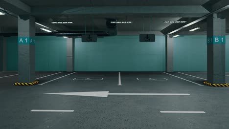 underground parking without cars. modern underground parking. indoor full modern parking. underground parking garage scene