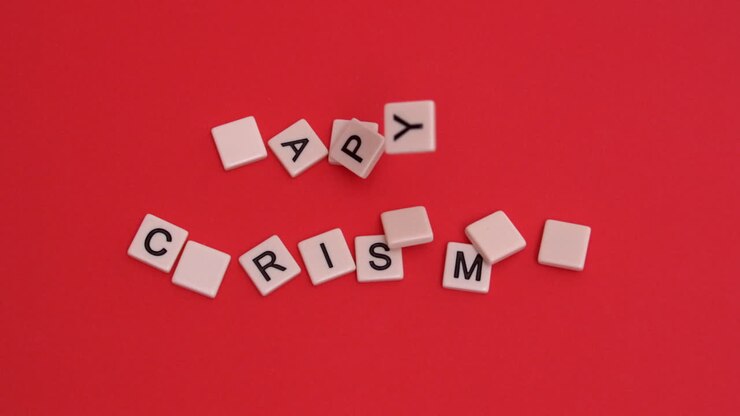 Letter tiles moving to spell out happy christmas on red background
