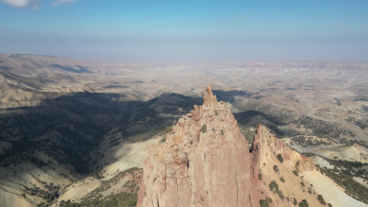 Siah Koh mountains Afghanistan Drone Aerial flight over wilderness and arid, remote barren desert ridges, Badghis