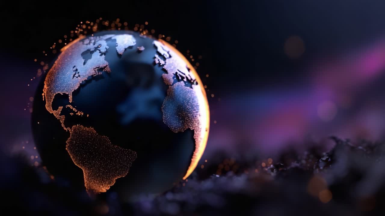 A Stunning Visualization of Earth with Captivating Glow and Sparkles, Showcasing the Planet's Beauty Against a Cosmic Background in a Dynamic Digital Artwork