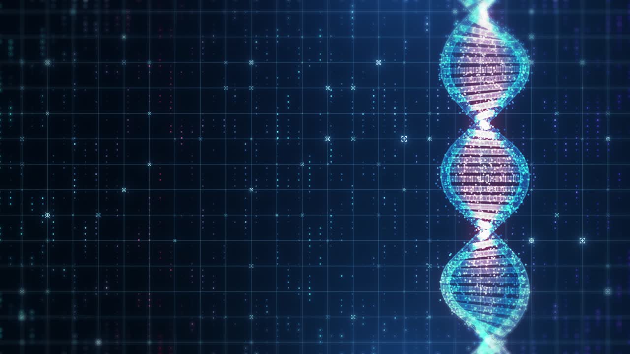 Dark Blue futuristic DNA User Interface. digital interface of futuristic DNA analysis process. Medical HUD and DNA laboratory research display