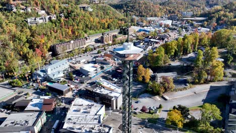 aerial pullout gatlinburg space needle in gatlinburg tennessee