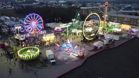 Fly-over-Carnaval,-summer-night