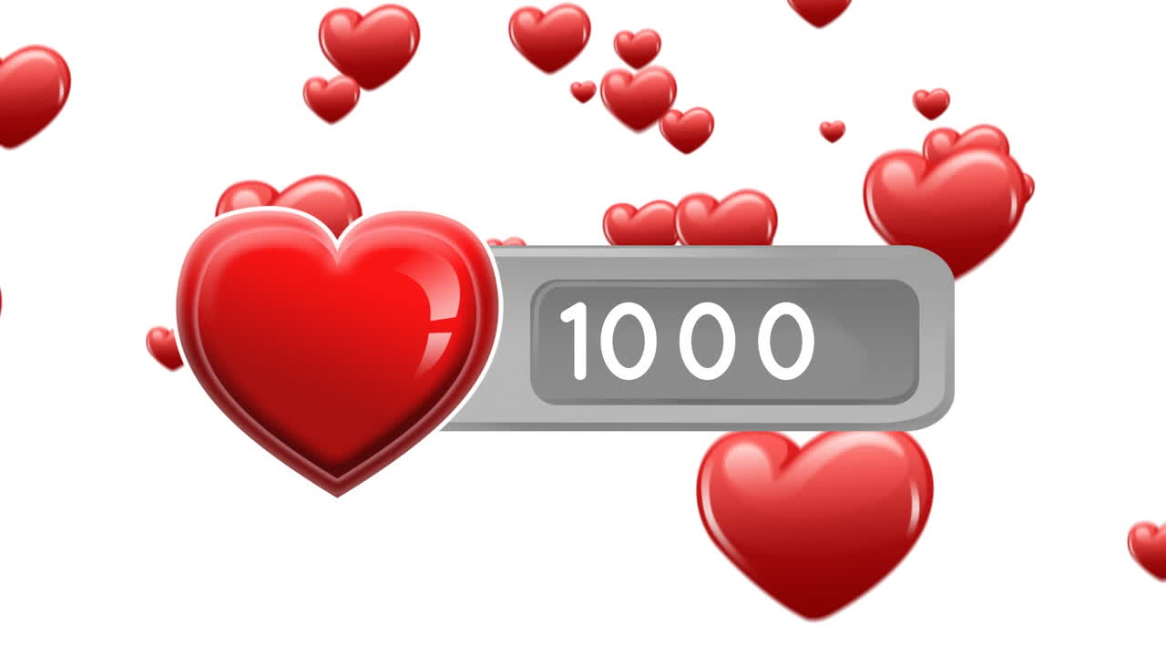 Aumento del numero di cuori sui social media