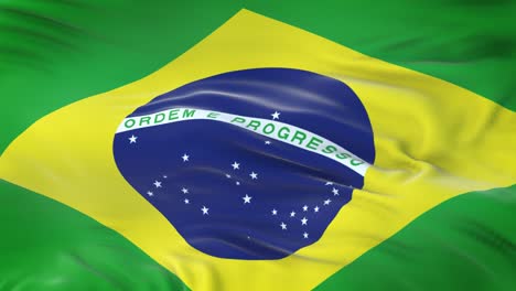 brazil flag waving in the wind with highly detailed fabric texture. seamless loop