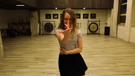 slow motion talented teenage female dancer dancing