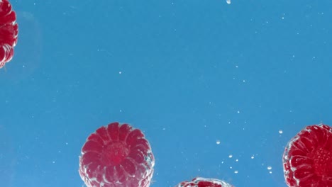 Raspberries in Water Splash