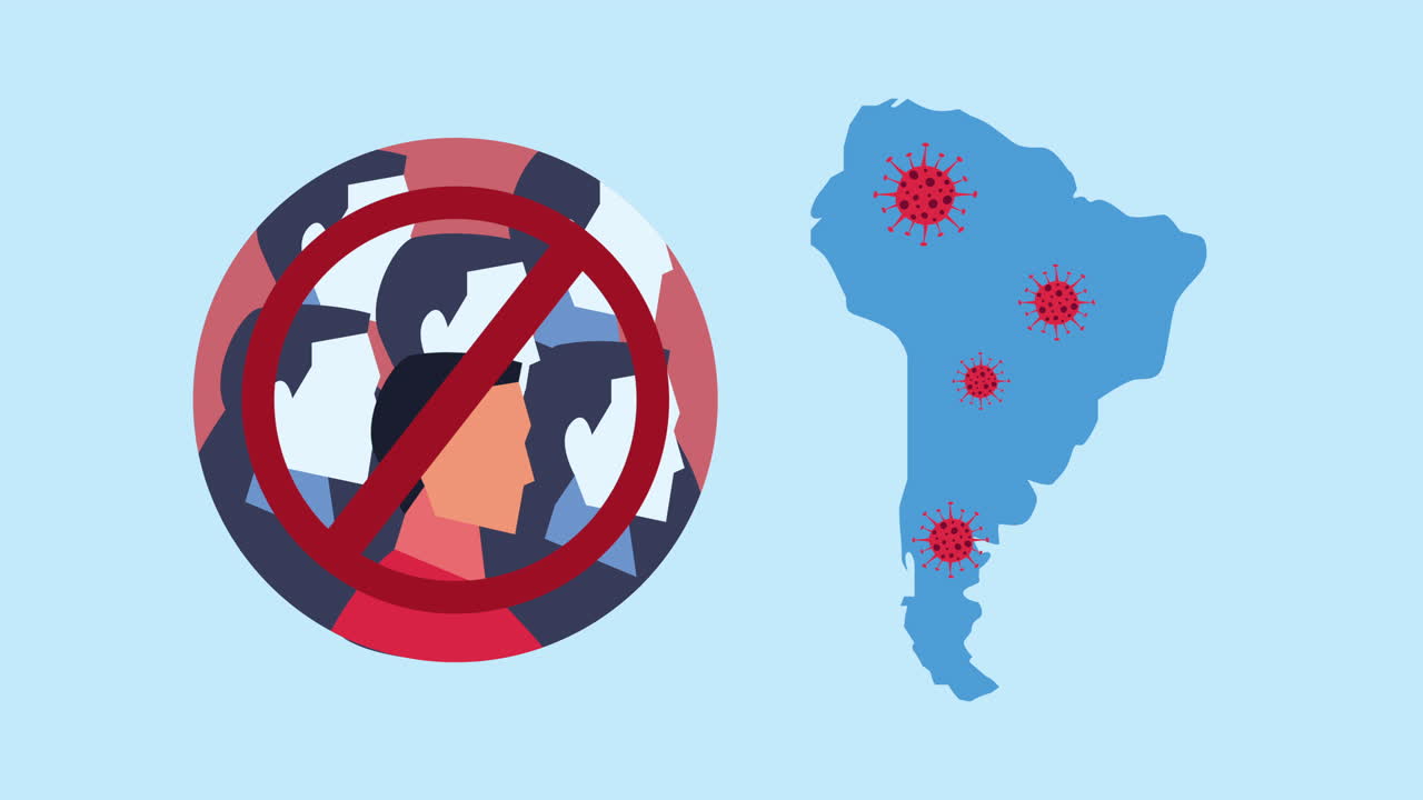 избегайте толпы метод профилактики пандемии covid-19 с картой южной америки