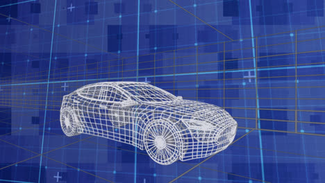 animación de dibujo de coche 3d conduciendo sobre la cuadrícula