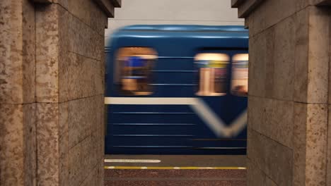 subway train passing through station