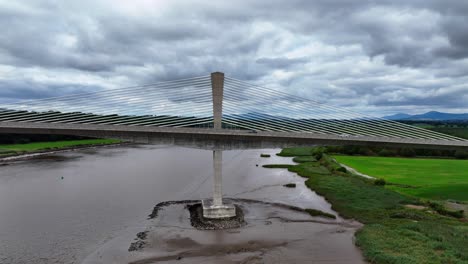 ireland epic locations traffic crossing over central span of fitzgerald kennedy bridge over the river barrow