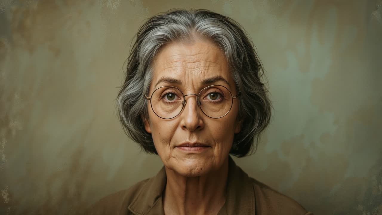 Portrait of a Mature Woman with Grey Hair