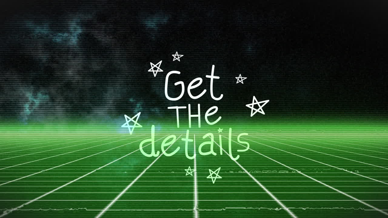 검은 바탕의 선 위에 yhe 세부 사항 텍스트를 얻는 애니메이션