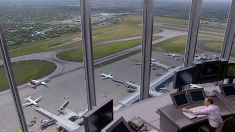 air traffic controller's view from an airport control tower