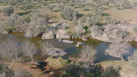 natürlicher fluss in dehesa, spanien