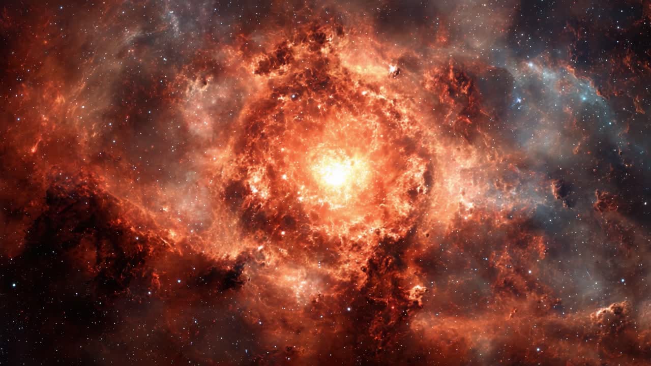 A Majestic Cosmic Explosion: Captivating Frames of a Vibrant Nebula Lit by a Stellar Heart Amidst the Deep Infinity of Space's Mysteries