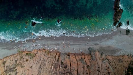 aerial view of a rocky shoreline