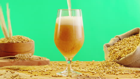 pouring wheat beer into a glass