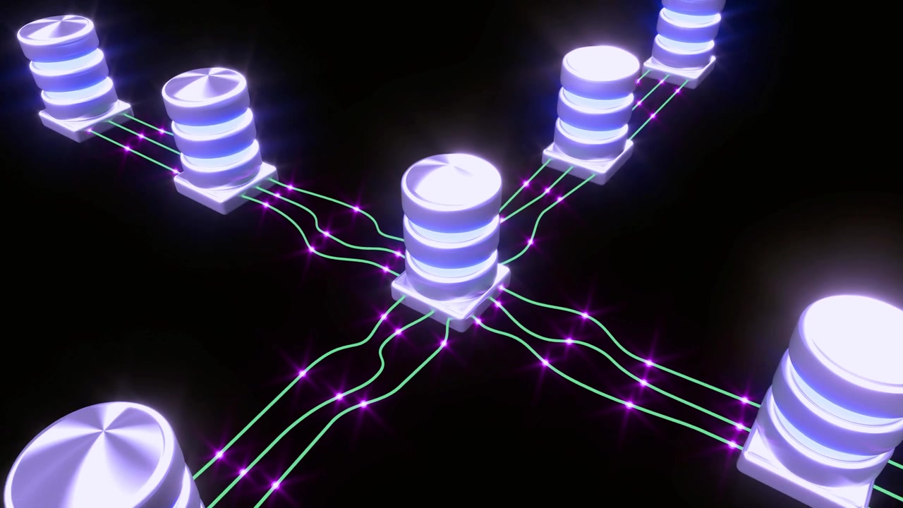 Digital datastrøm, der forbinder flere serverracks