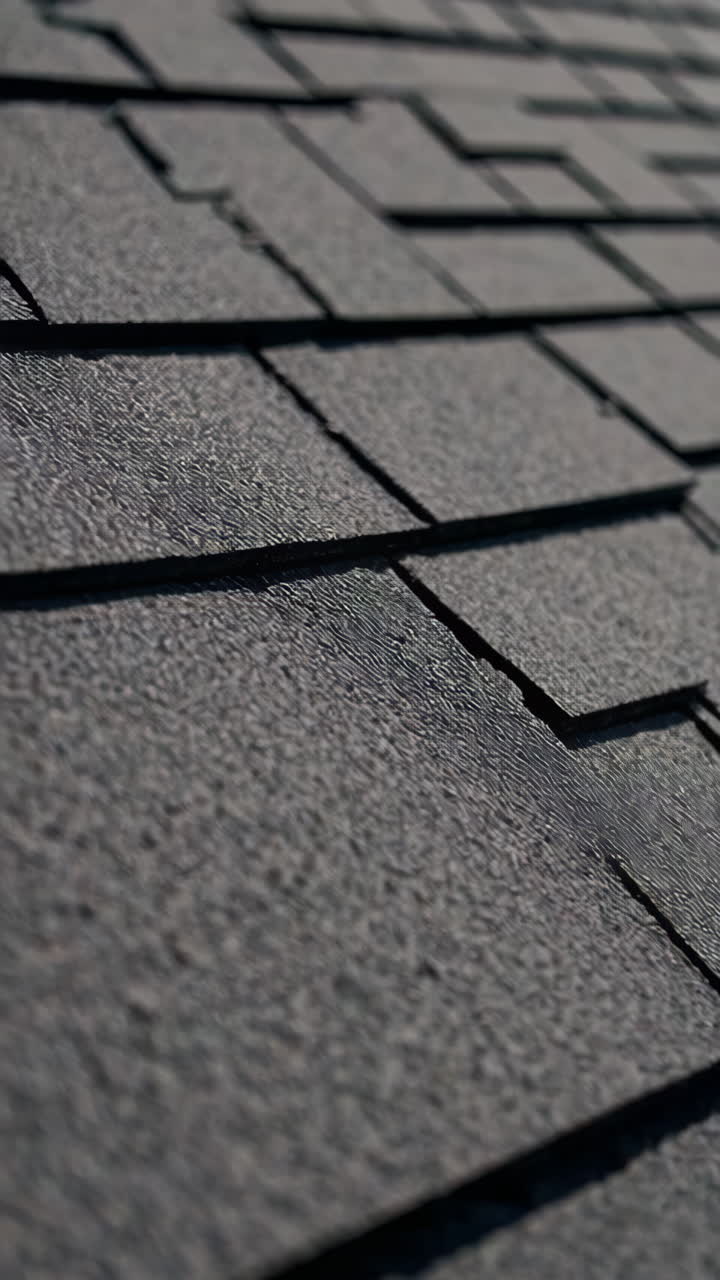 Close-up view of dark gray roof shingles