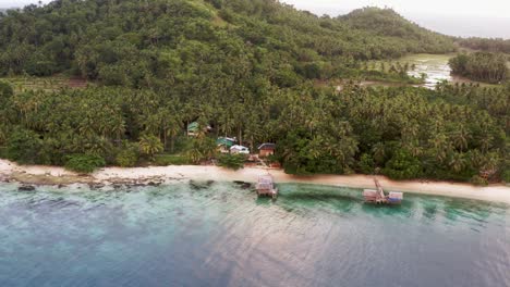 White-Sand-Beach-With-Coconut-Trees-At-San-Pablo-Island-In-Leyte,-Philippines