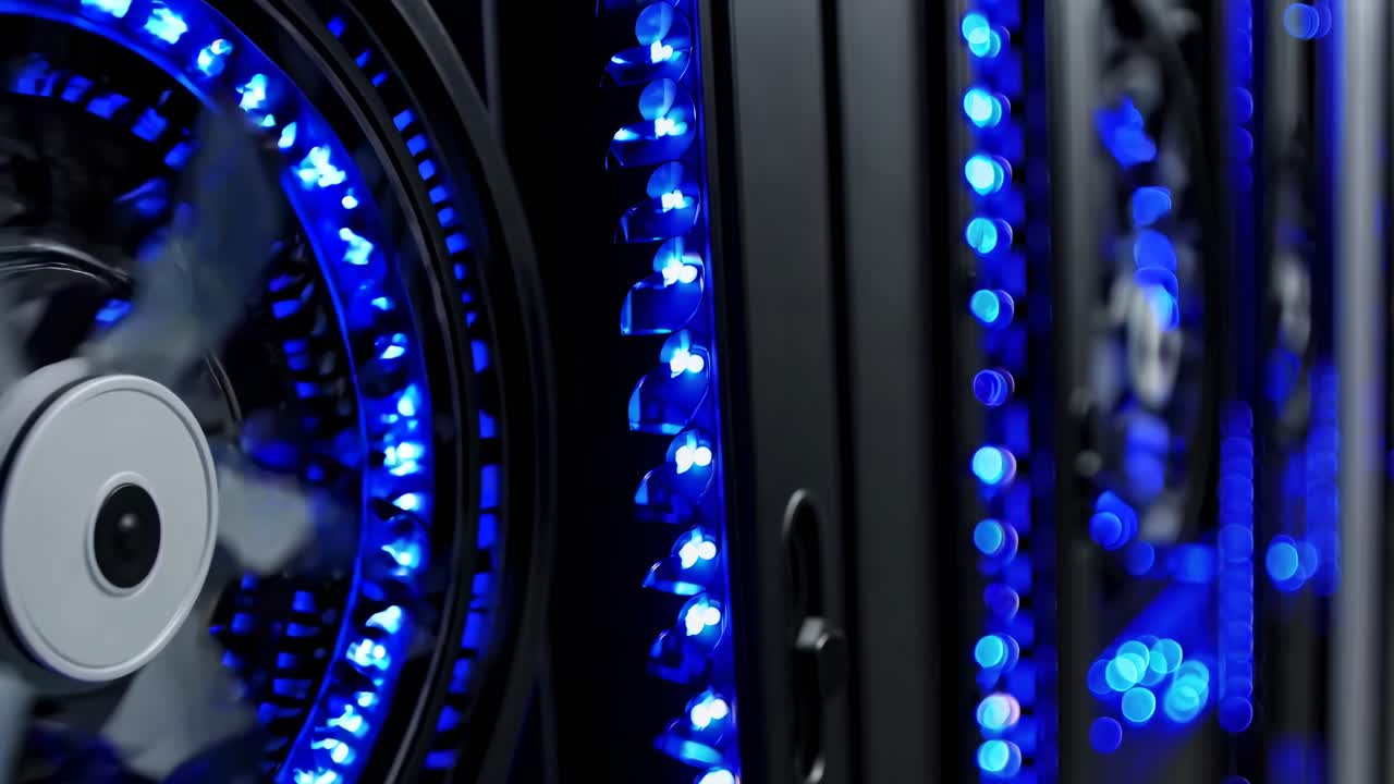 Server Rack Cooling System with LED Lights