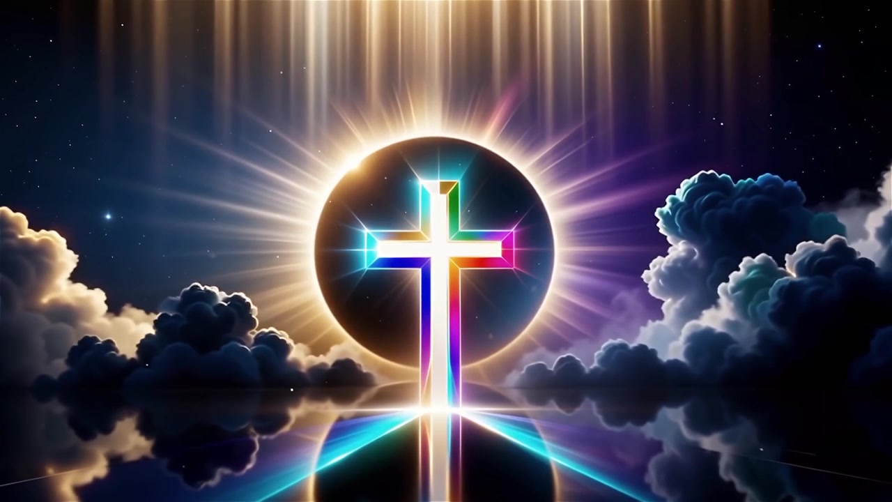 Christian Cross Heavenly Light Worship Background