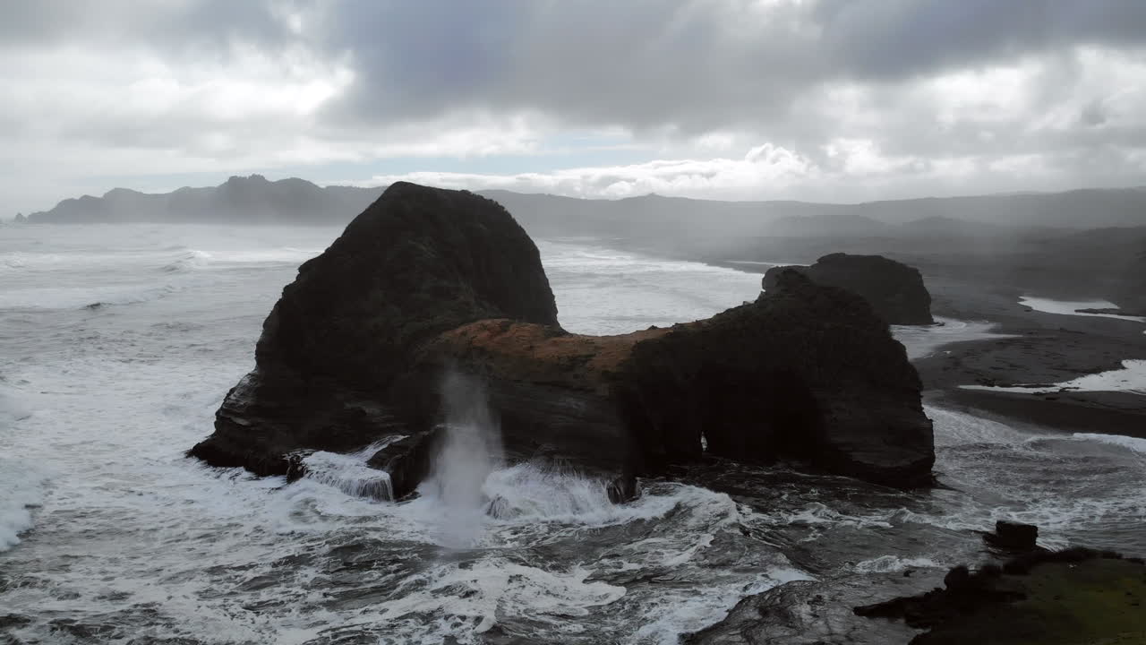 Dramatic Coastal Landscape with Rocks and Waves