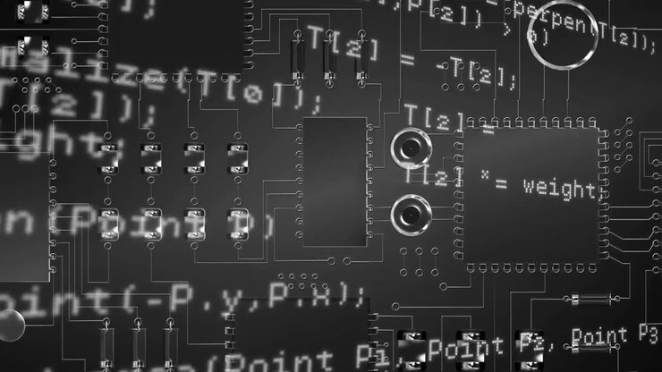 Data on blue circuit board