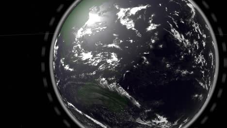 la formación de un planeta y una capa de ozono de partículas abstractas blancas sobre un fondo espacial verde oscuro.
